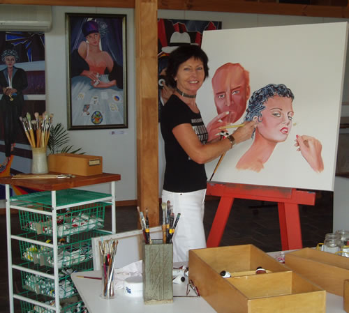 Giselle Artist - Painting demonstration - Art Studio Canungra