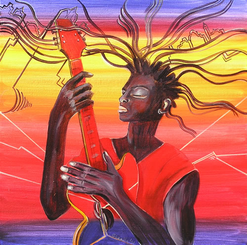 Guitar Man - Painting by Giselle