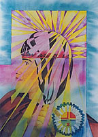 Indian - Sun Spirit Girl - Painting
