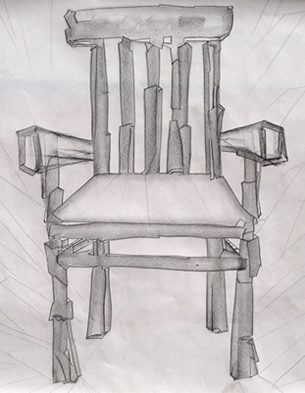 the chair - graphite drawing