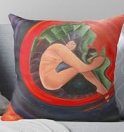 Space Girl Pillow - painting by Giselle Canungra Art Studio