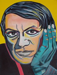 Picasso Portrait by Giselle - Blue Hand Contemplation 