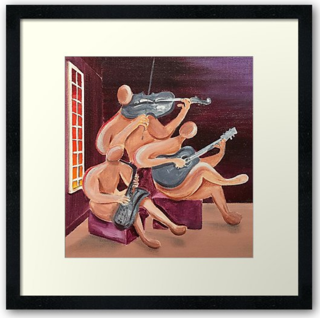 Framed art - Jazz Trio- Painted