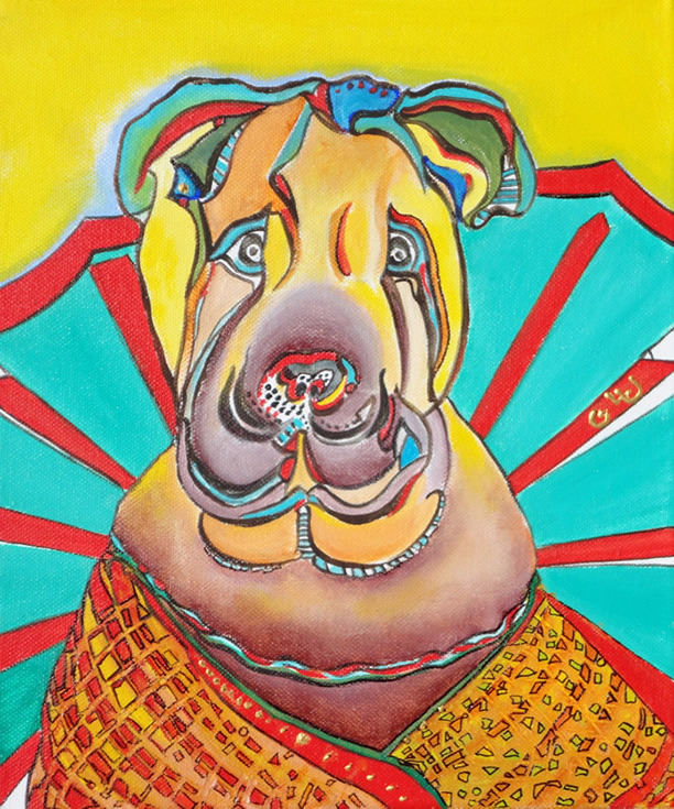 Gold Coast Beach Dog - painting by Giselle 